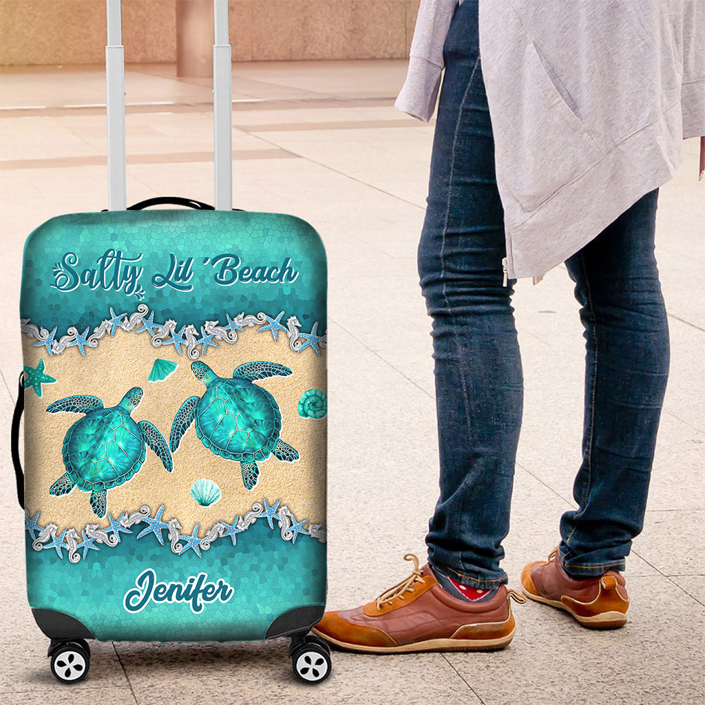 Salty Lil' Beach - Personalized Turtle Luggage Cover