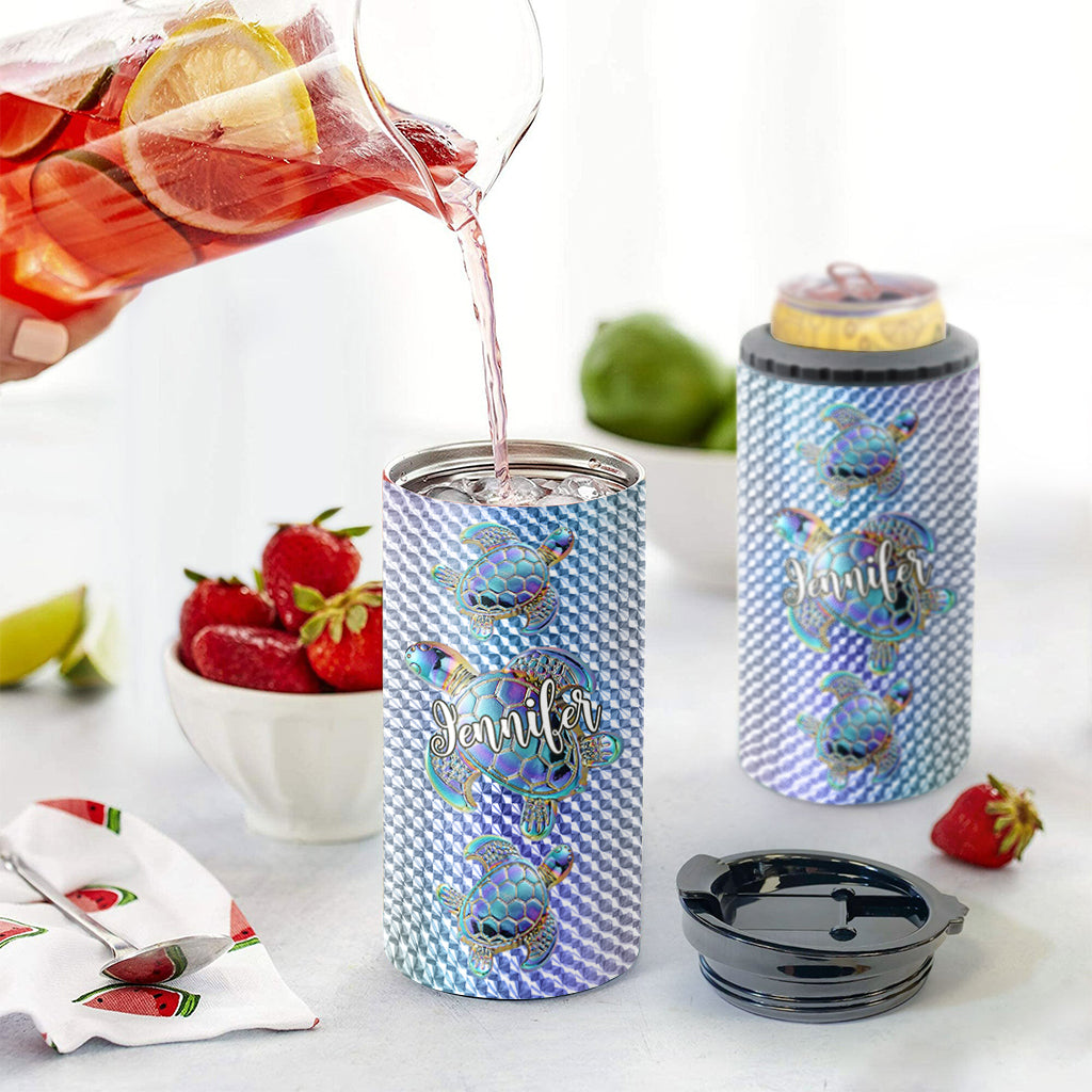 Salty Lil Beach - Personalized Turtle Can Cooler