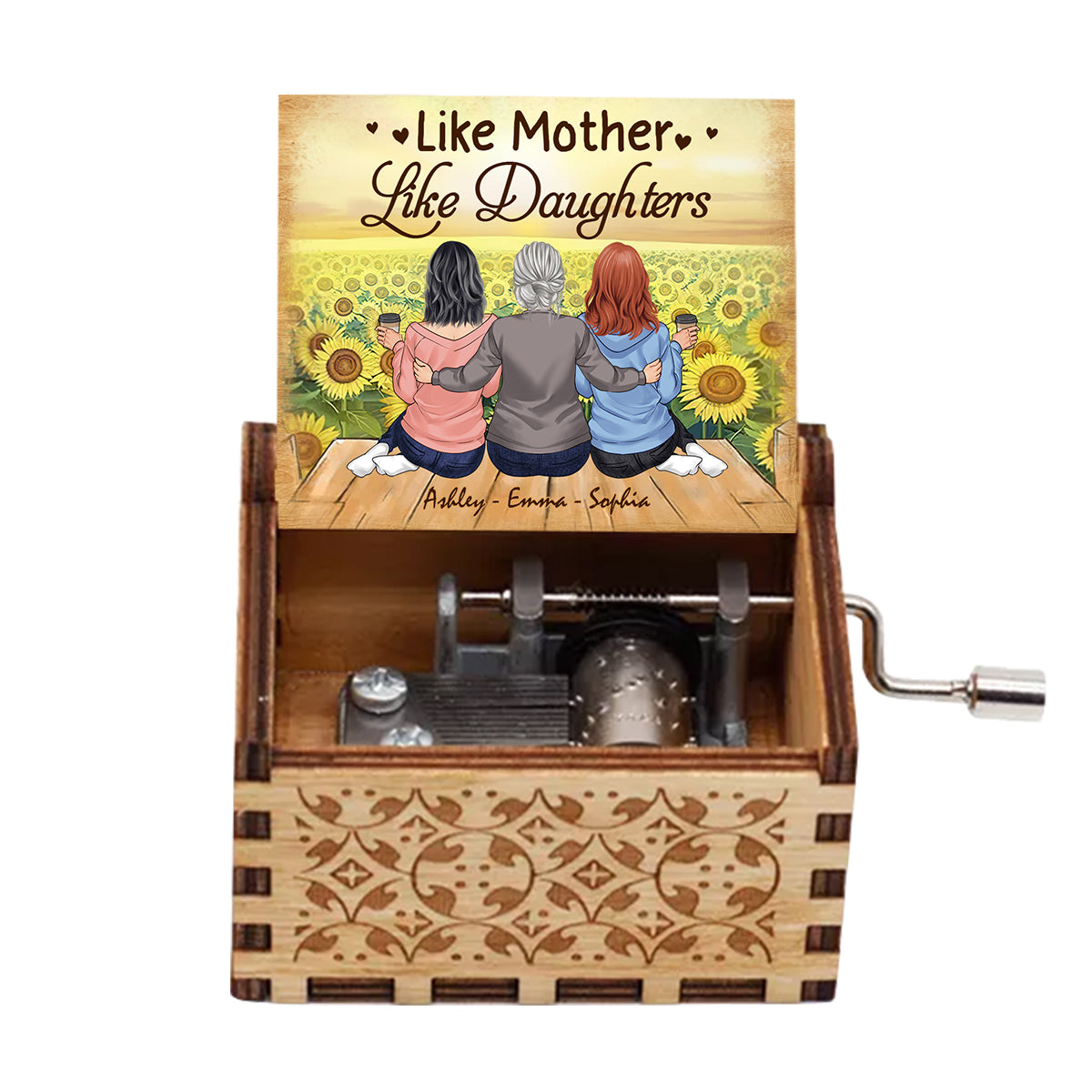 Mother And Daughter - Personalized Mother Hand Crank Music Box