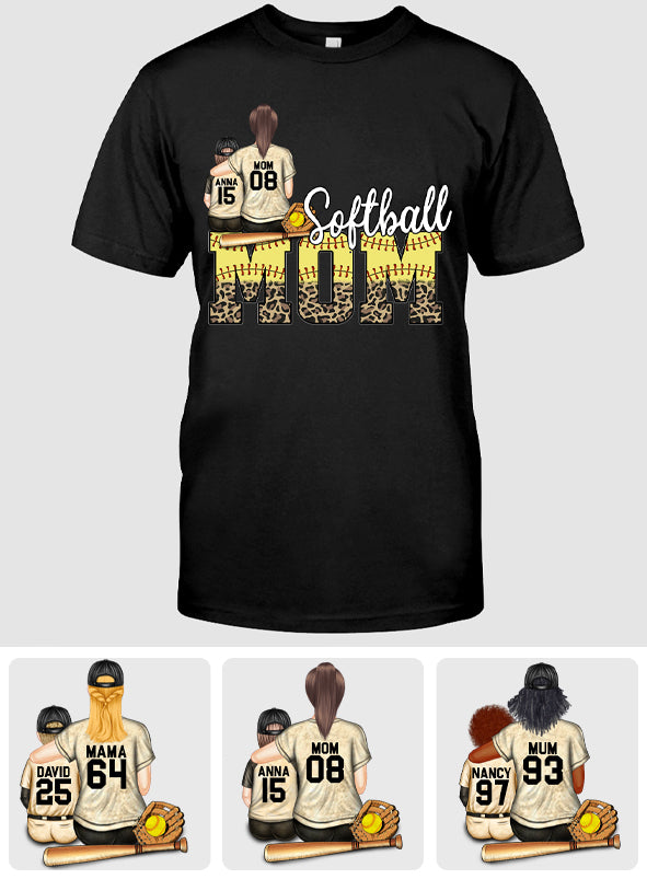Maman de joueuse de softball - Cadeau de softball pour maman - T-shirt et sweat à capuche personnalisés