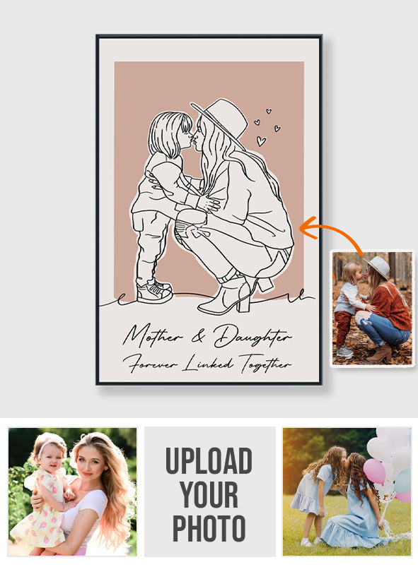 Custom Lineart Portrait - Personalized Mother Canvas And Poster