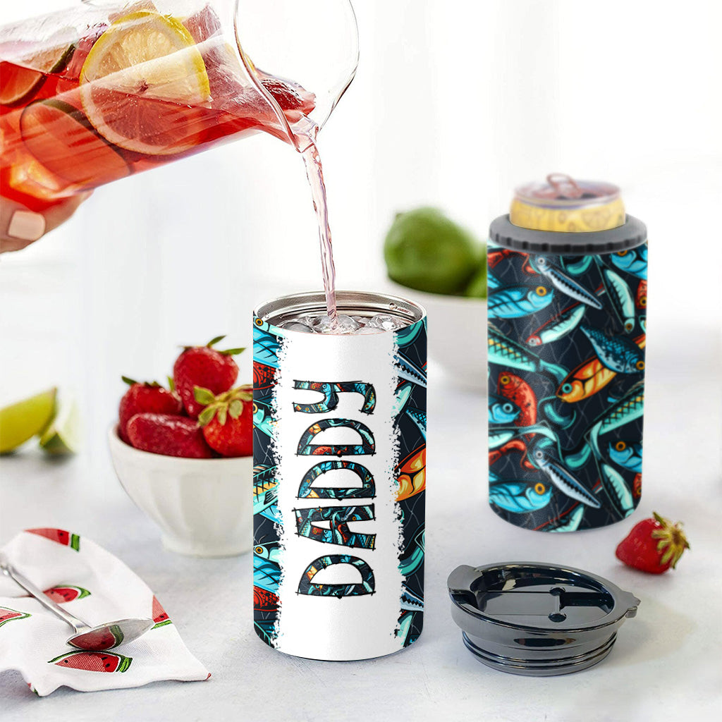 Reel Cool Dad - Fishing gift for dad, grandpa, him, husband - Personalized Can Cooler