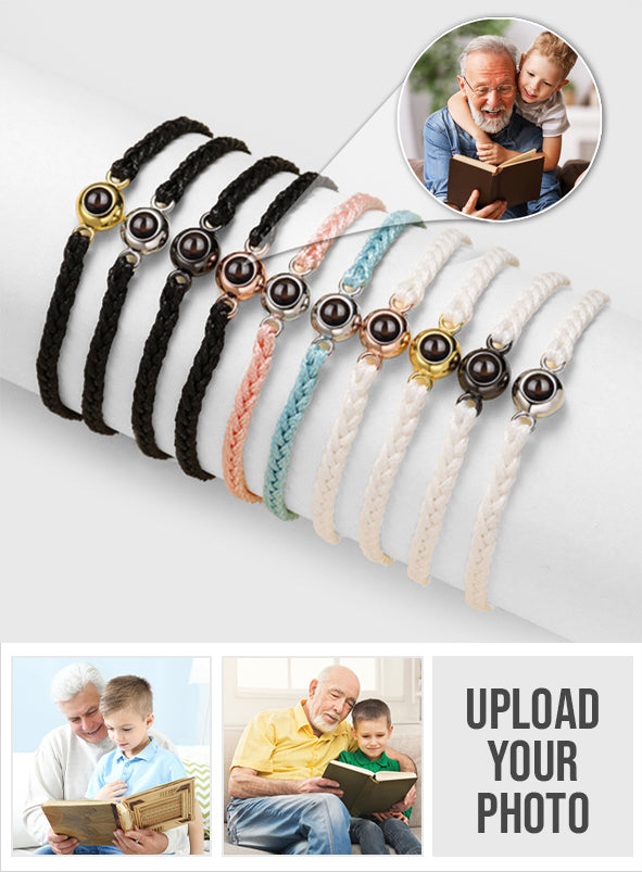 Je t'aime, Papi - Cadeau pour grand-père - Bracelet à projection personnalisé