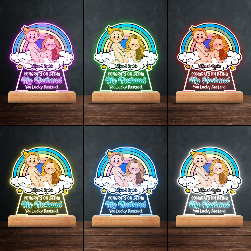 Congrats On Being My Husband - gift for husband, wife - Personalized Shaped Plaque Light Base