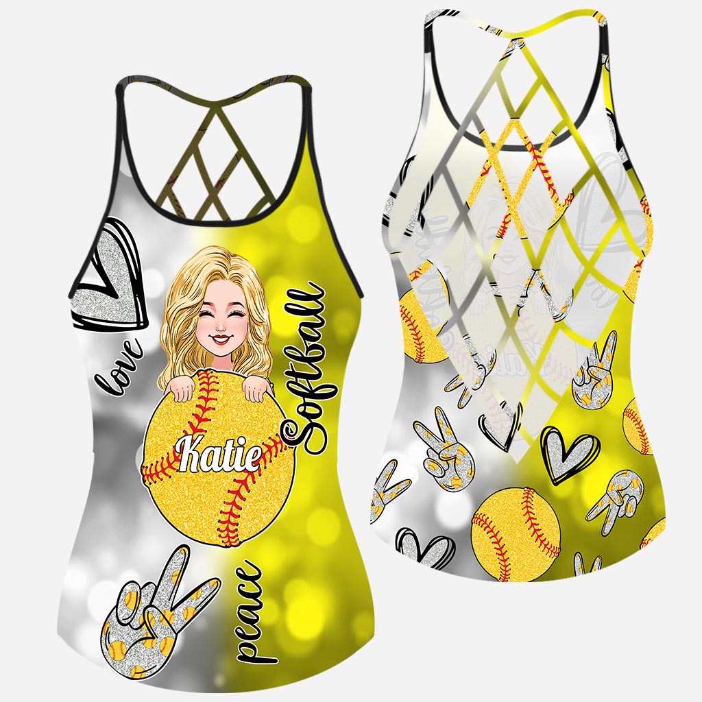 Cool Softball Mom - Personalized Softball Cross Tank Top