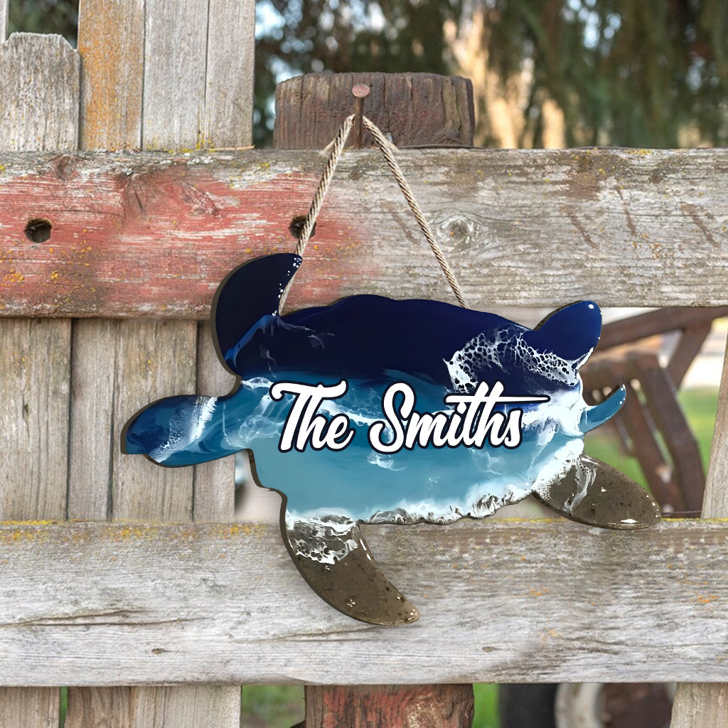 Love Turtle - Personalized Turtle Custom Shaped Wood Sign