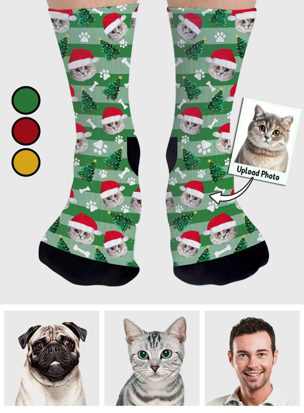 Personalisierte Weihnachtssocken mit Foto – Geschenk für Hundeliebhaber, Katzenliebhaber und alle anderen –