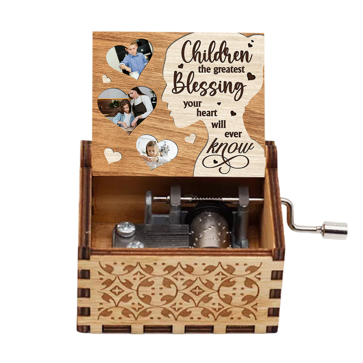 Le plus beau cadeau - Boîte à musique à manivelle personnalisée pour grand-mère ou maman