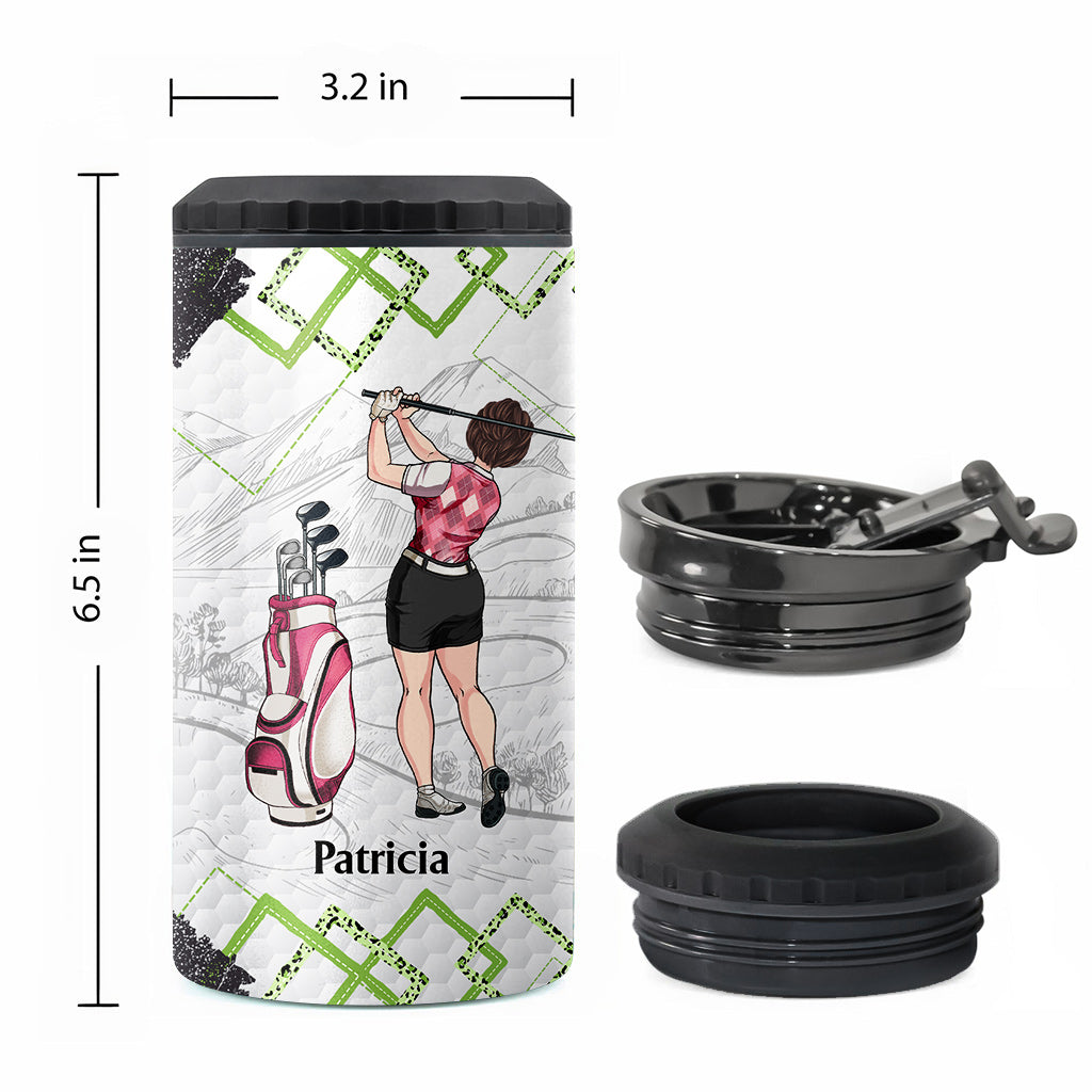 Golf Instruction - Golf gift for her, girlfriend, wife, daughter - Personalized Can Cooler