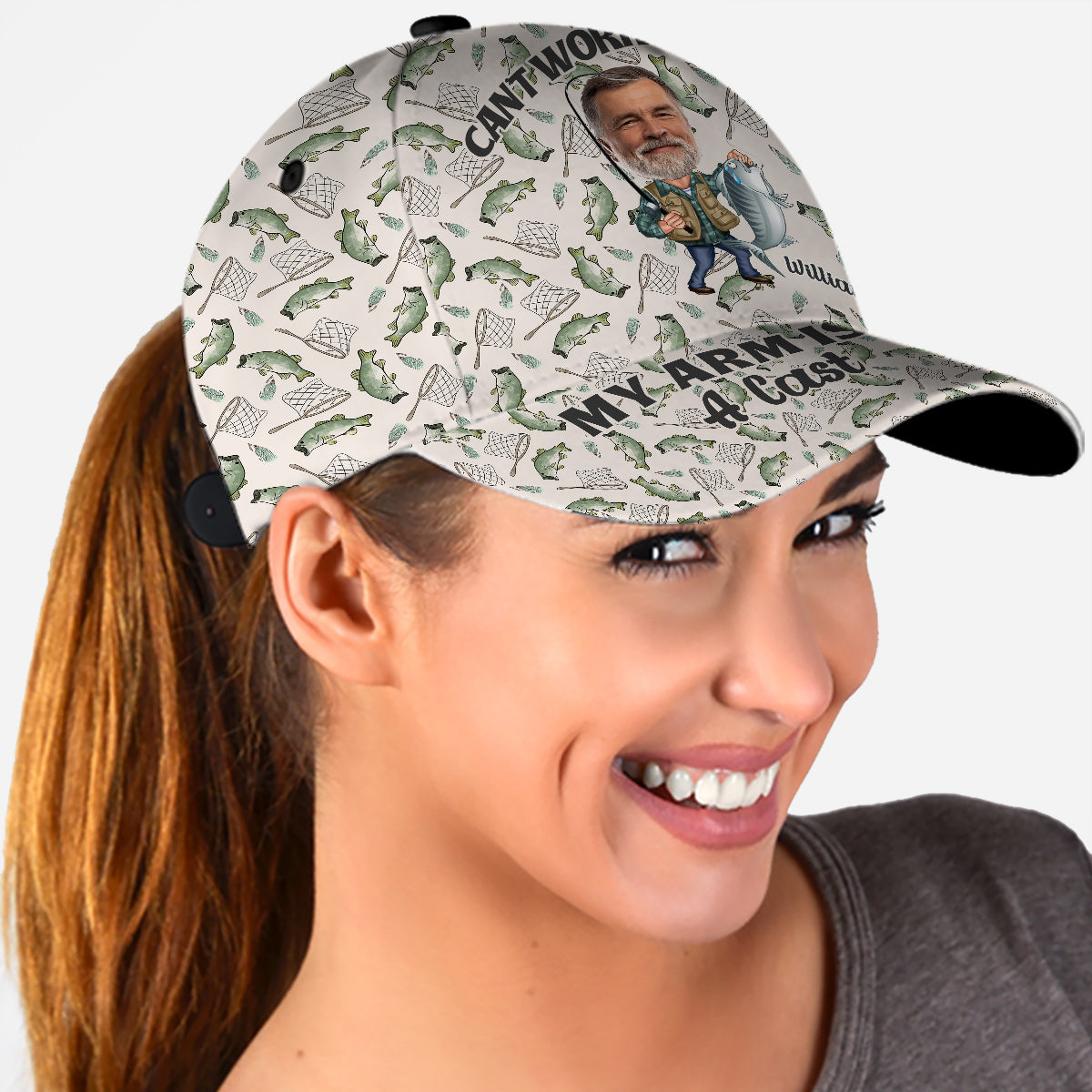Can't Work Today My Arm Is In A Cast - Personalized Fishing Classic Cap