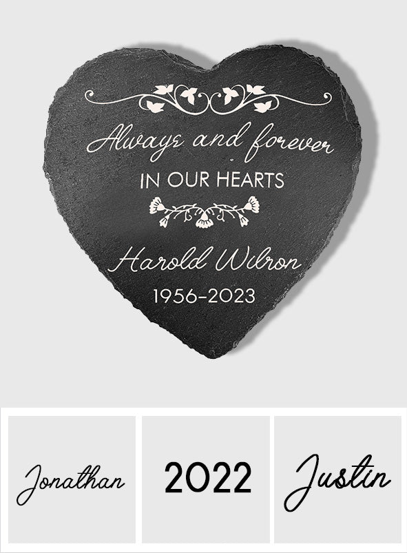 Always And Forever - Memorial gift for loss of - Personalized Heart Shaped Stone