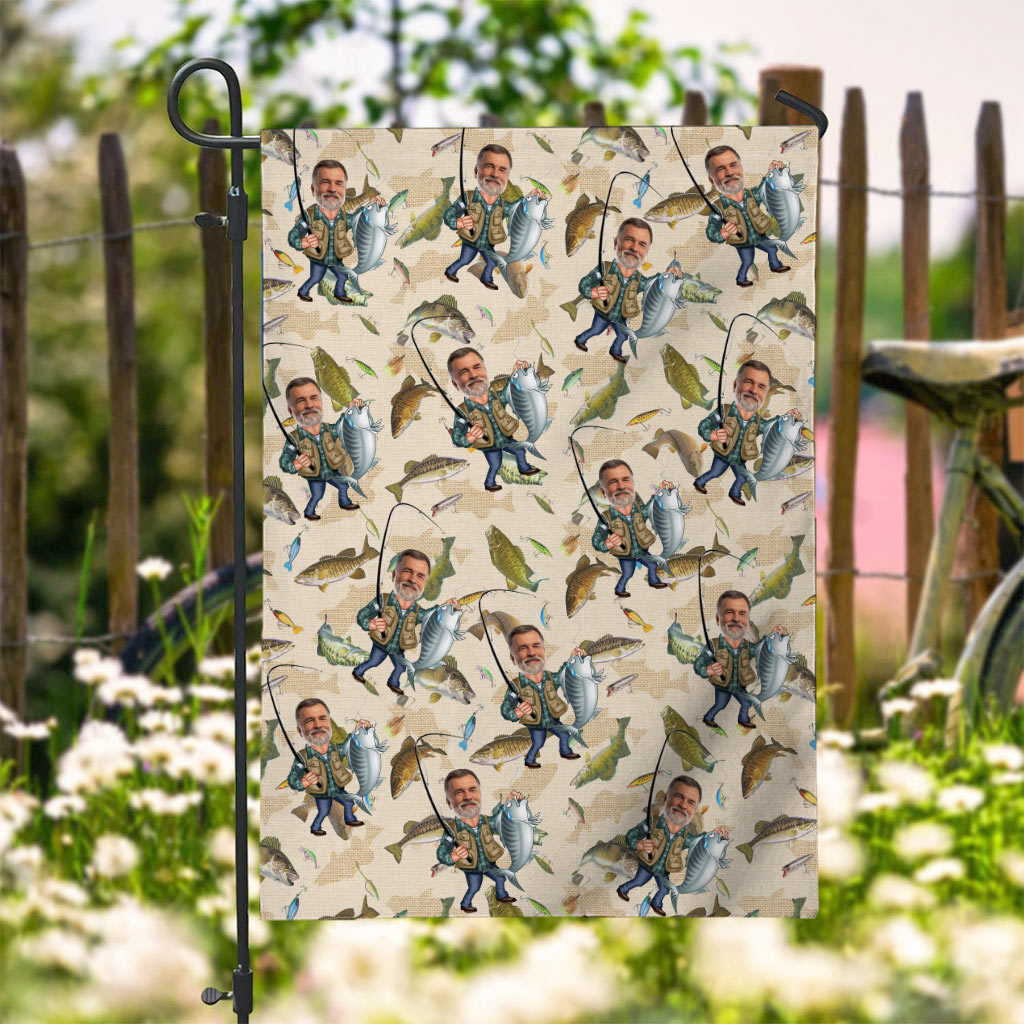 Photo Inserted Funny Fishing - Personalized Fishing Garden Flag