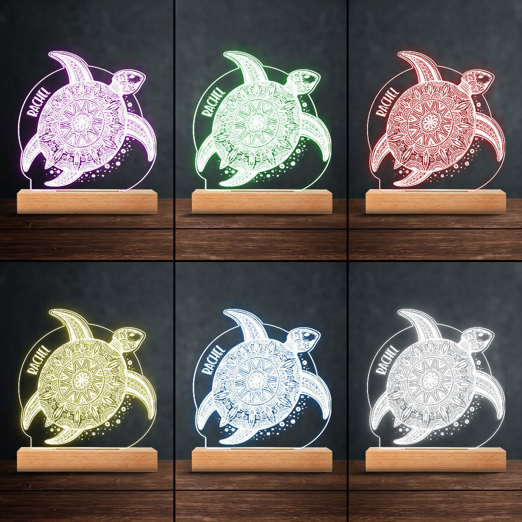 Love Turtle - Personalized Turtle Shaped Plaque Light Base