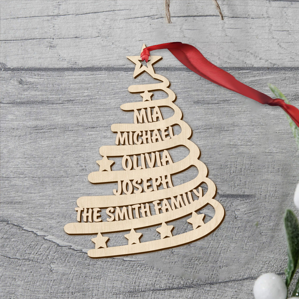 Family Name Christmas Tree - Personalized Family Ornament