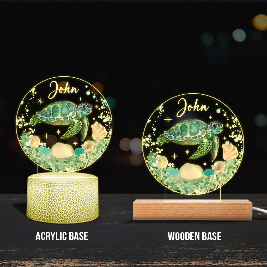 Love Turtle - Personalized Turtle Shaped Plaque Light Base