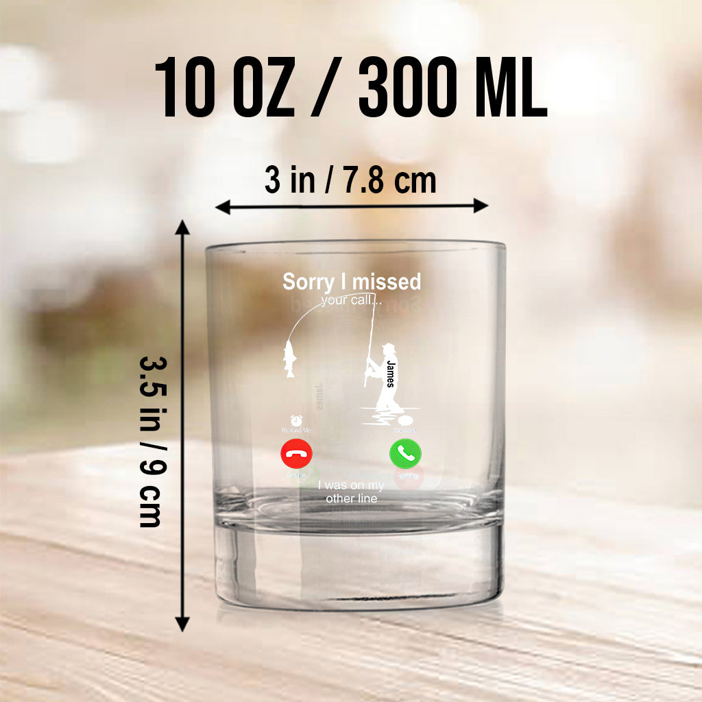 Sorry I Missed Your Call I Was On The Other Line - Personalized Fishing Rock Glass