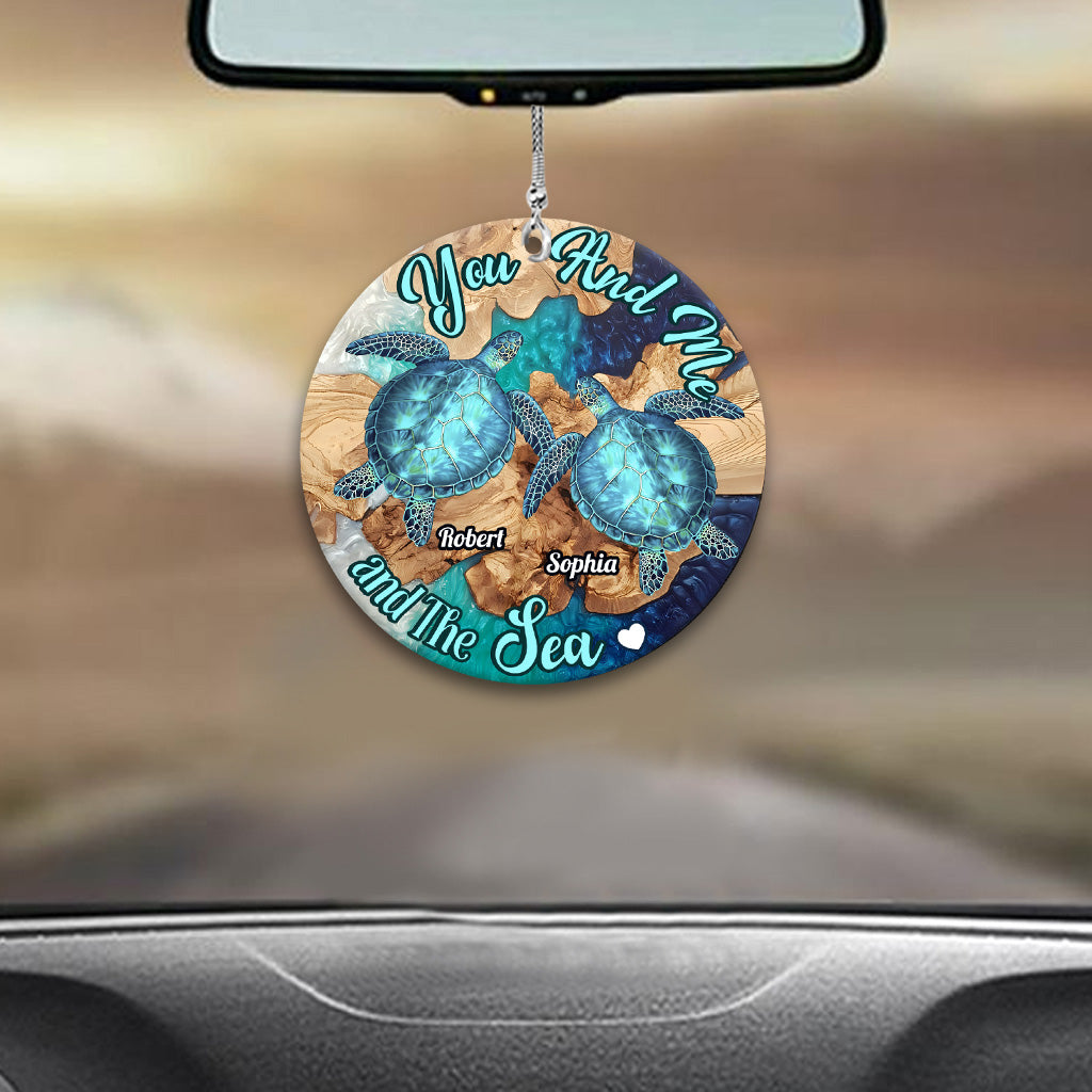 You And Me And The Sea - Personalized Turtle Car Ornament
