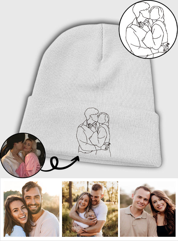 Custom Photo - Personalized Couple Embroidered Beanie