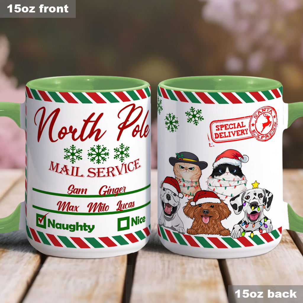 North Pole Mail Service - Personalized Dog Accent Mug