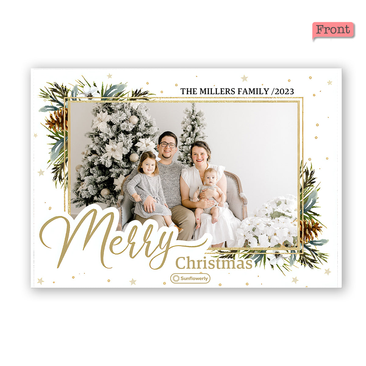 Merry Christmas Acorn & Leaves - Personalized QR Greeting Card