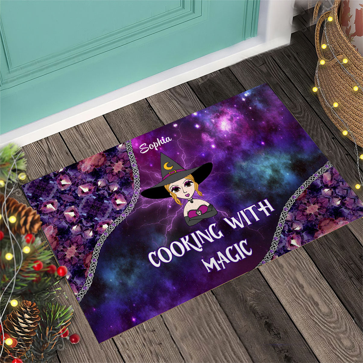 Cooking With Magic - Personalized Witch Doormat