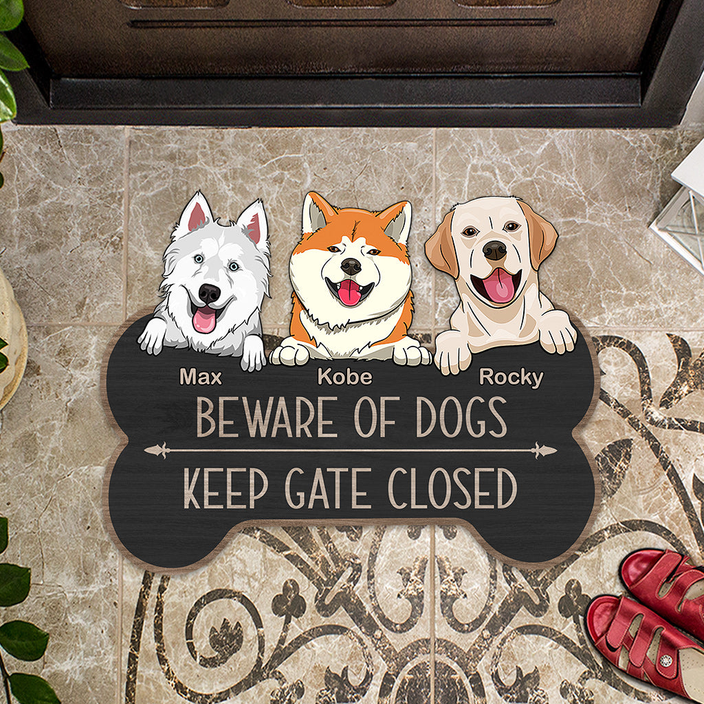 Beware Of The Dog - Personalized Dog Shaped Doormat