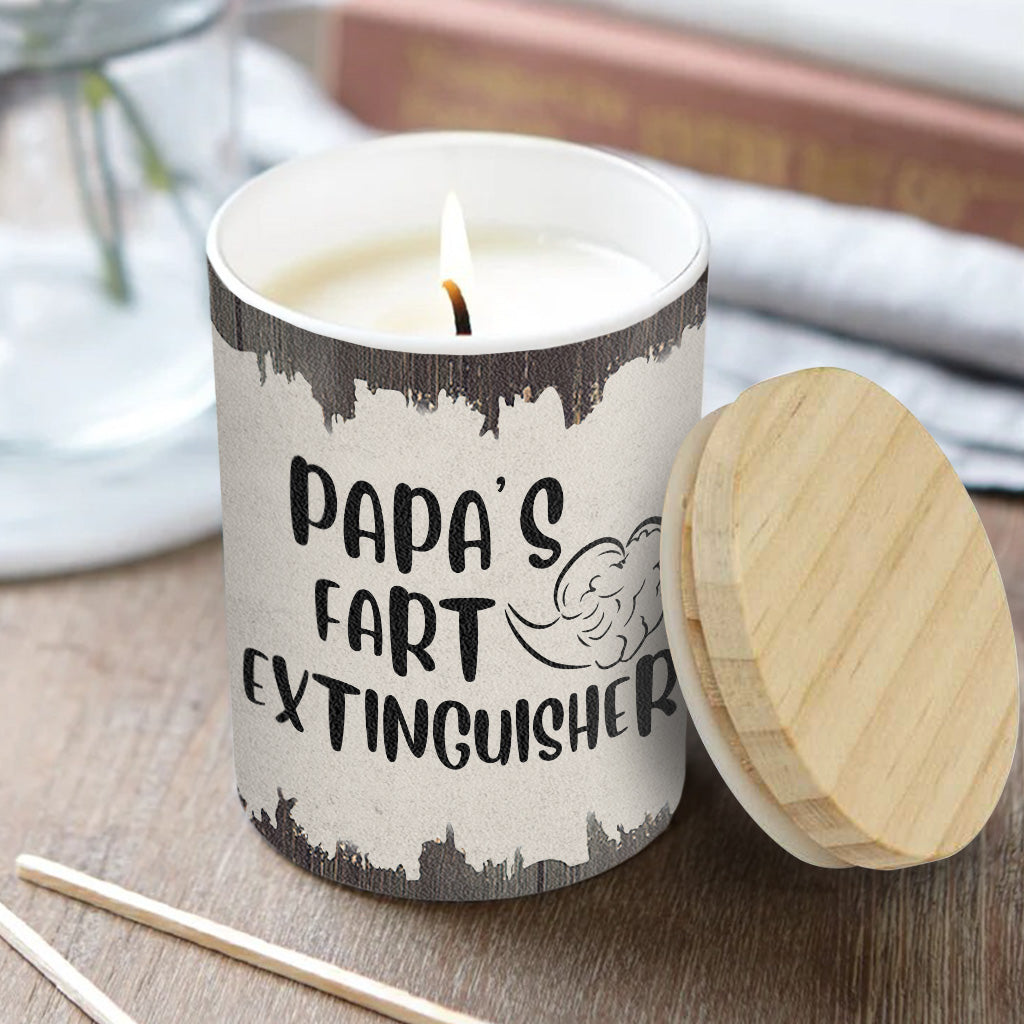 Fart Extinguisher - Gift for dad, grandma, grandpa, mom, uncle, aunt, son, daughter, brother, sister, granddaughter, grandson, husband, wife, boyfriend, girlfriend, friend - Personalized Candle With Wooden Lid