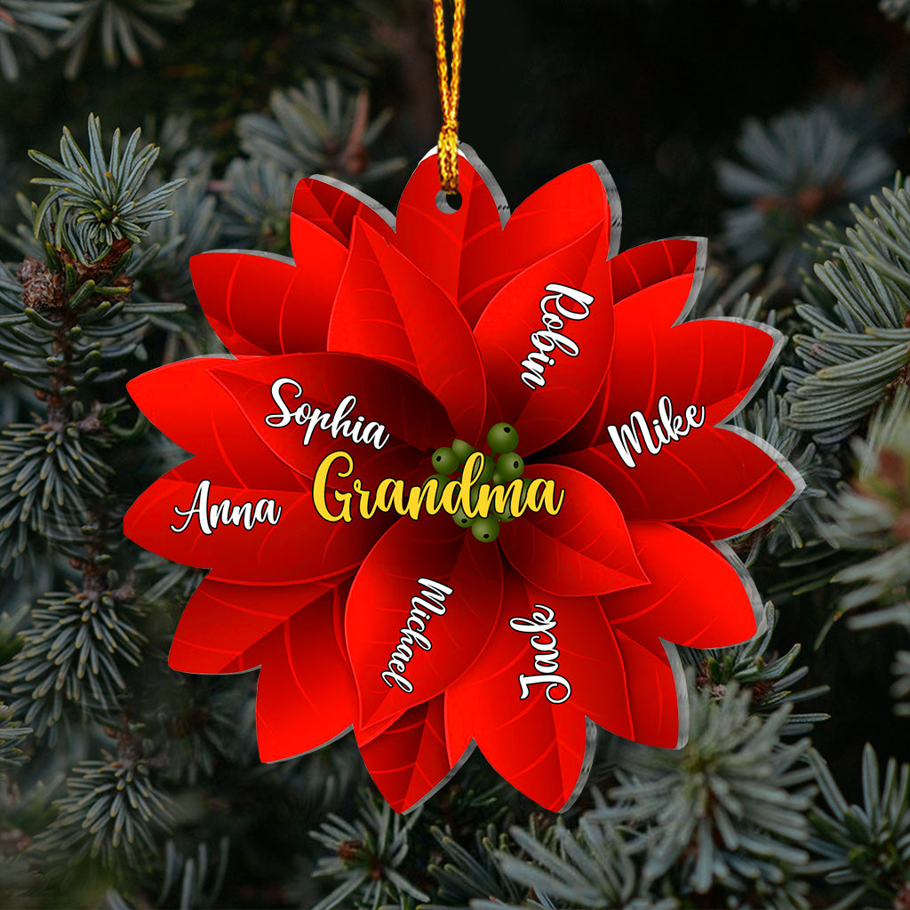 Grandma / Mama / Family Christmas Poinsettia - Gift for grandma - Personalized Ornament