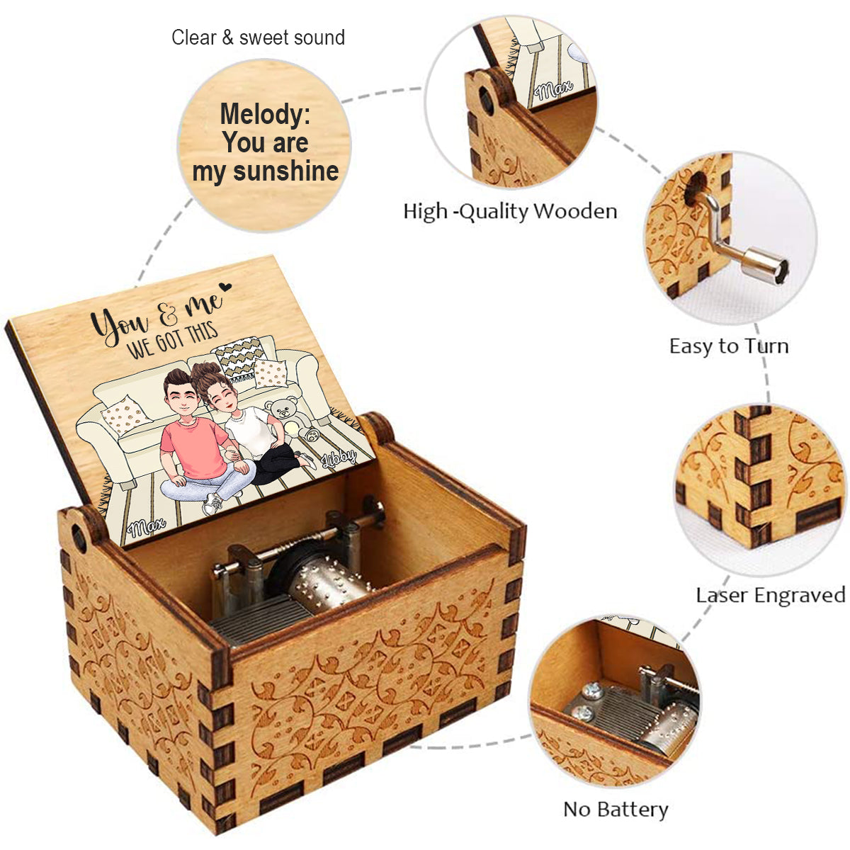 And So Together They Built A Life They Loved - Couple gift for husband, wife, boyfriend, girlfriend - Personalized Hand Crank Music Box