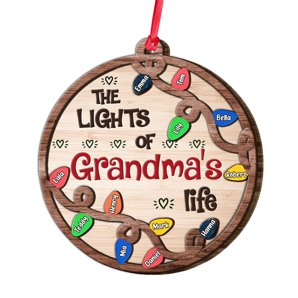 Les lumières de la vie de grand-mère - Ornement en bois personnalisé pour grand-mère