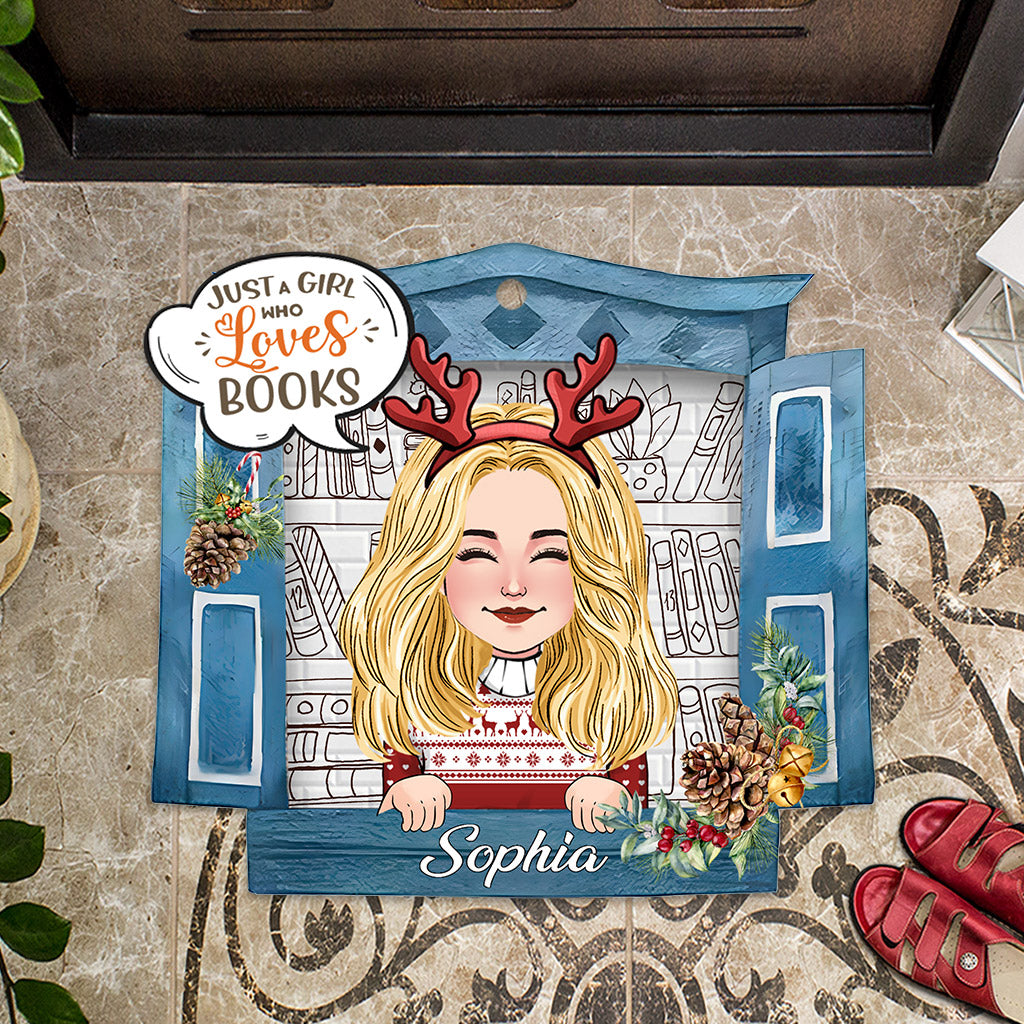 Just A Girl Who Loves Books - Personalized Book Shaped Doormat