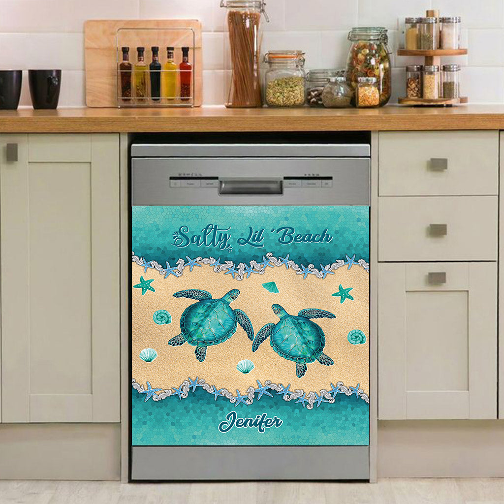 Salty Lil' Beach - Personalized Turtle Dishwasher Cover