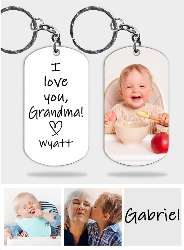 Ich liebe dich, Oma – Personalisierter Oma-Schlüsselanhänger aus Edelstahl
