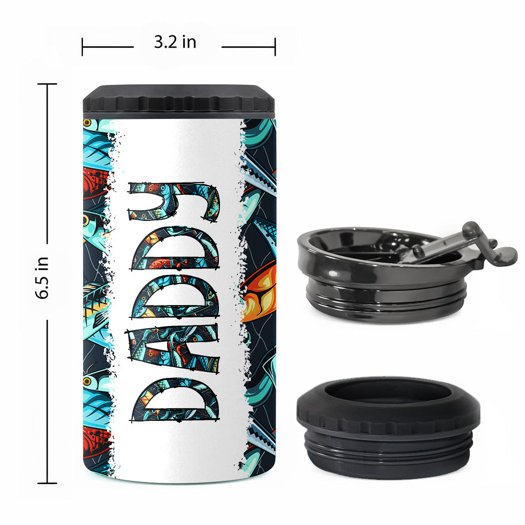Reel Cool Dad - Fishing gift for dad, grandpa, him, husband - Personalized Can Cooler