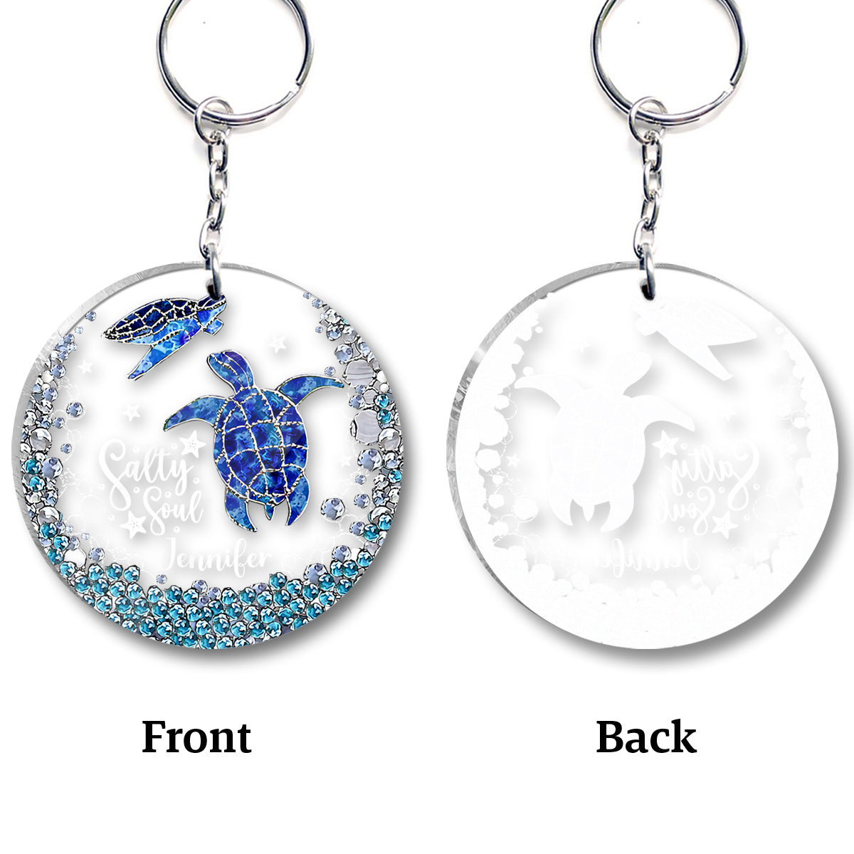 Salty Soul - Personalized Turtle Transparent Keychain