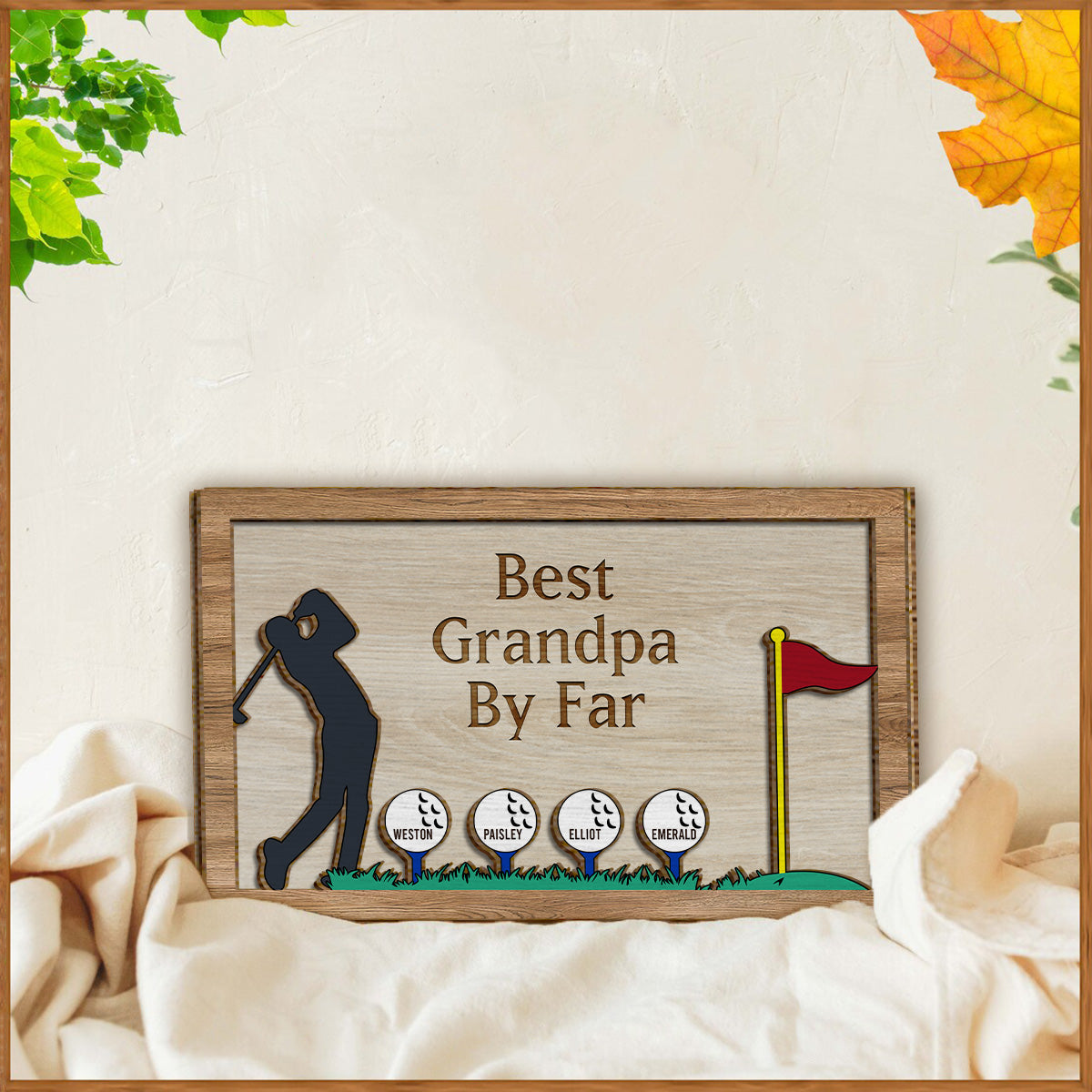 Best Grandpa/Dad By Far - Personalized Golf 2 Layered Wood Sign / Wood Plaque