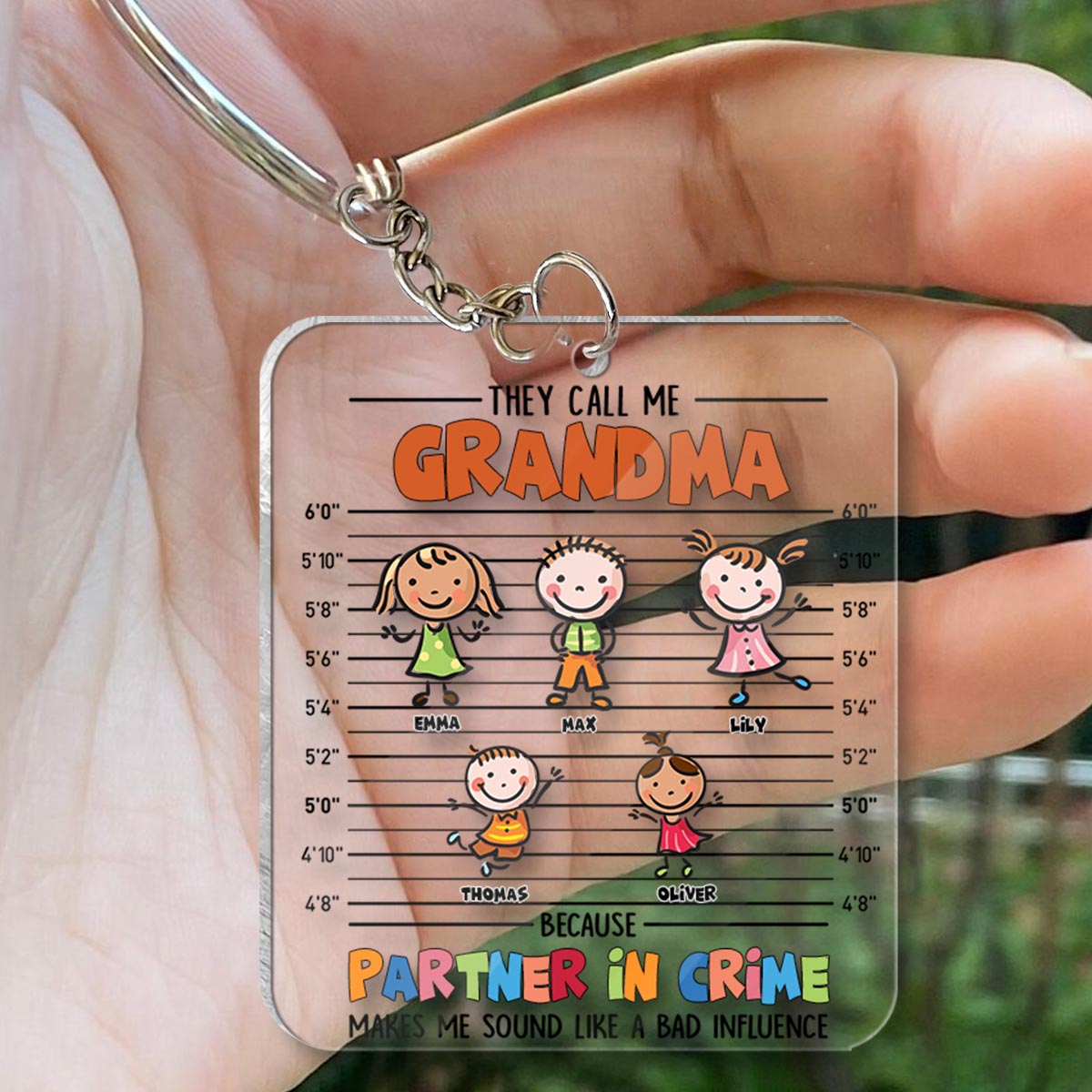Partner In Crime - Gift for grandpa, grandma, mom, dad, uncle, aunt, brother, sister - Personalized Keychain