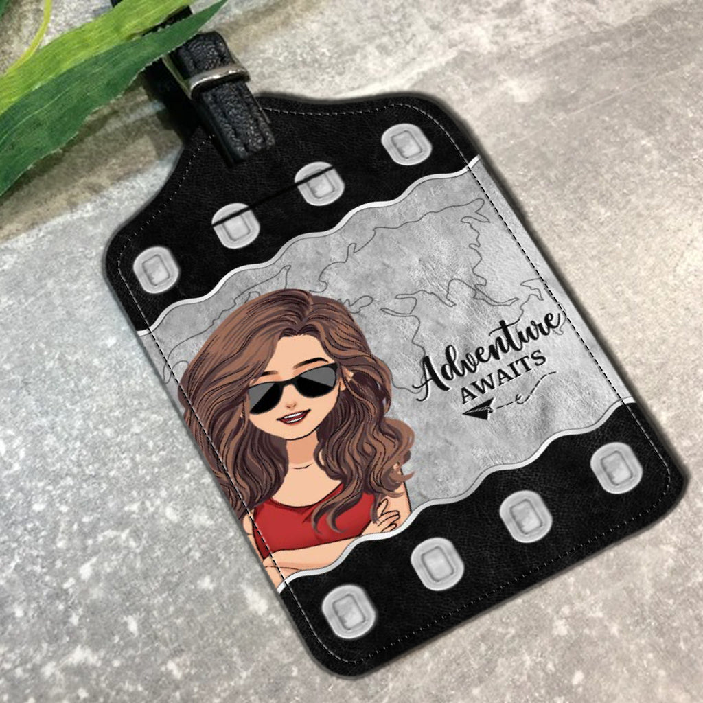 It's Time For New Adventure - Travelling gift for mom, daughter, granddaughter, wife, girlfriend, friend - Personalized Leather Luggage Tag