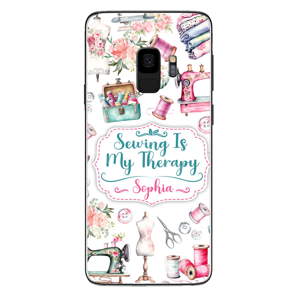 Sewing Is My Therapy - Personalized Sewing Phone Case