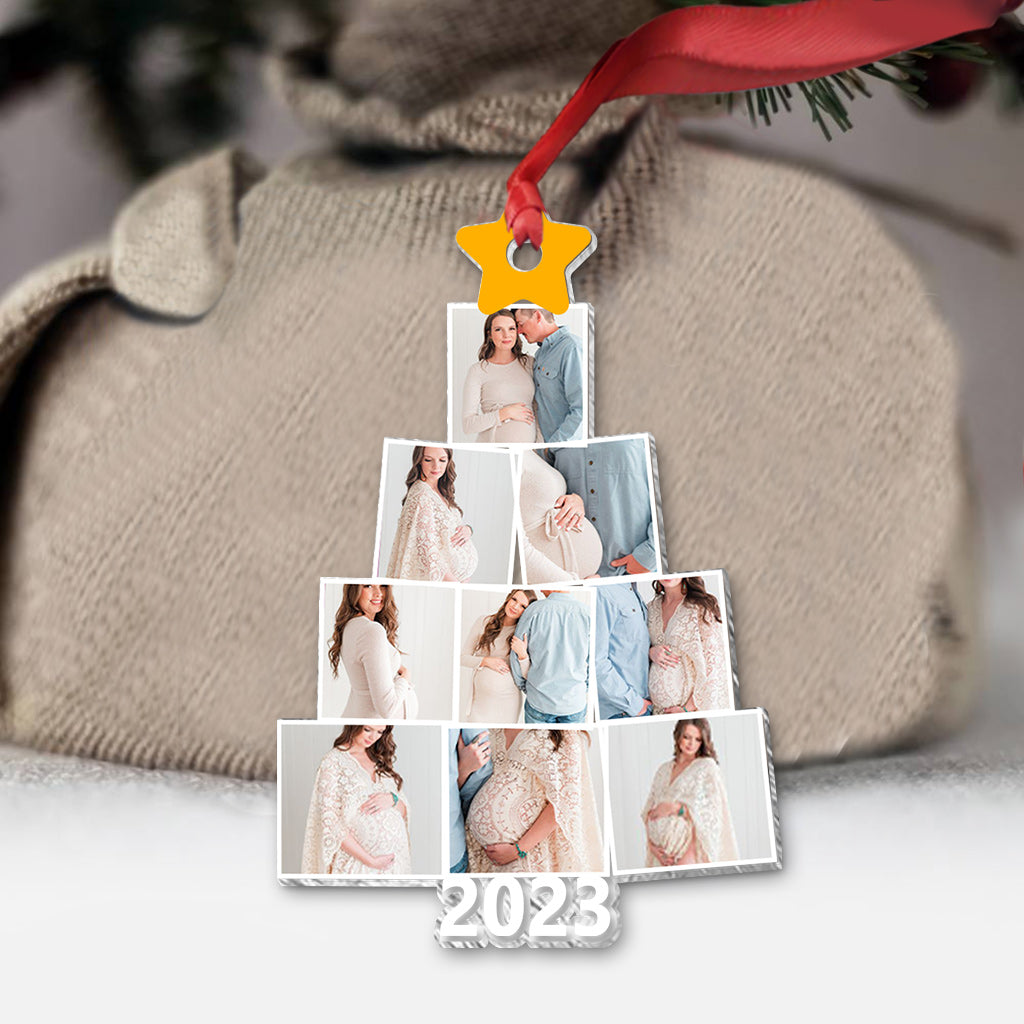 Photo Pregnancy Christmas Tree - Personalized Pregnancy Transparent Ornament