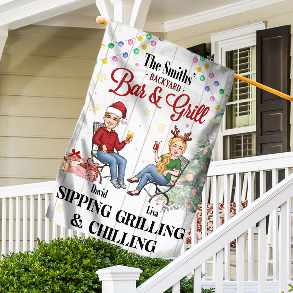 Bar & Grill - Personalized Backyard House Flag