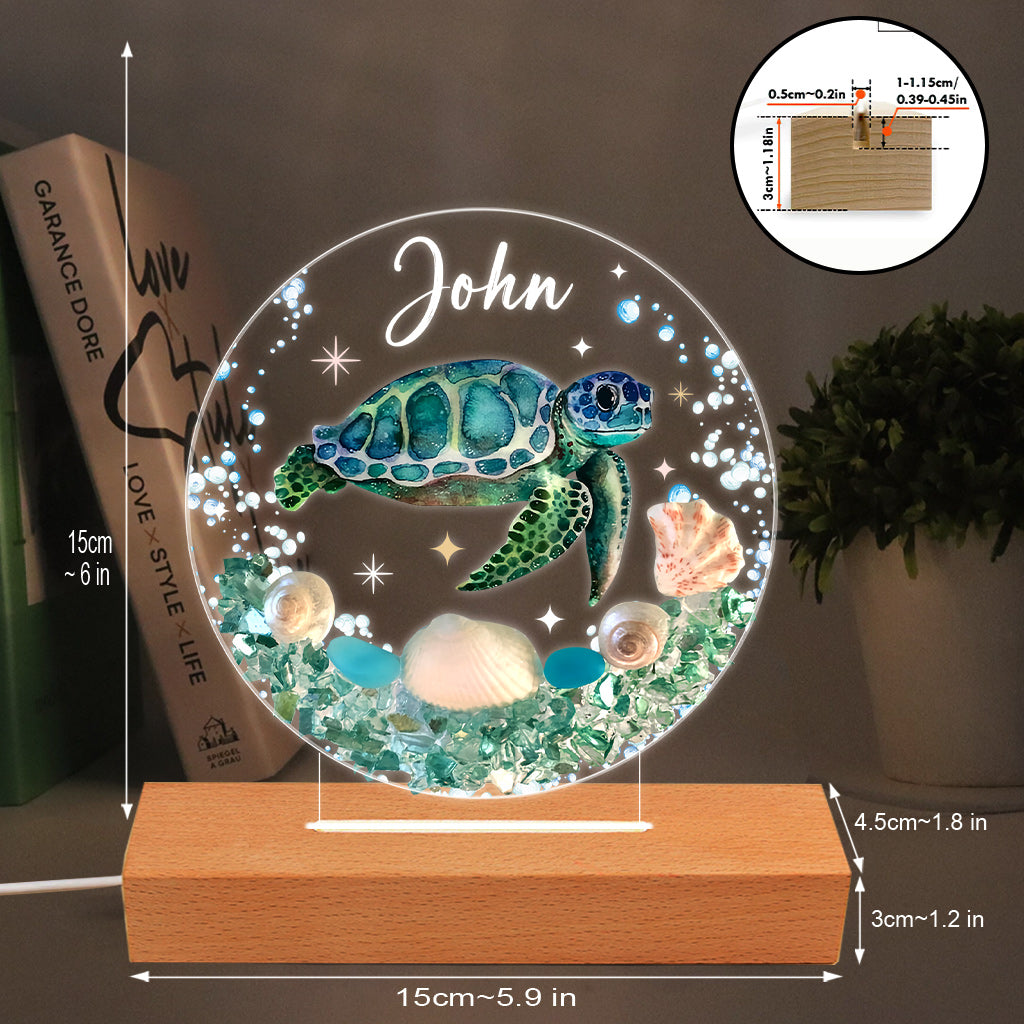 Love Turtle - Personalized Turtle Shaped Plaque Light Base