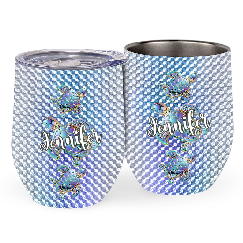 Salty Lil Beach - Personalized Turtle Wine Tumbler