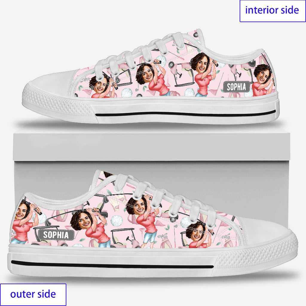 Photo Inserted Funny Golfer - Personalized Golf Low Top Shoes