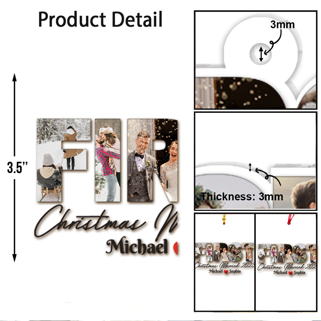 First Christmas Married - gift for husband, wife - Personalized Transparent Ornament