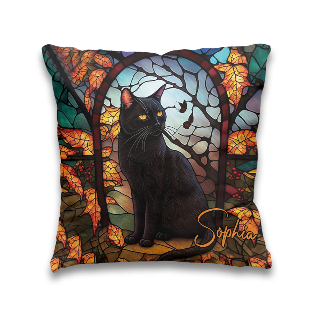 Schwarze Katze – Personalisiertes Dekokissen mit schwarzer Katze