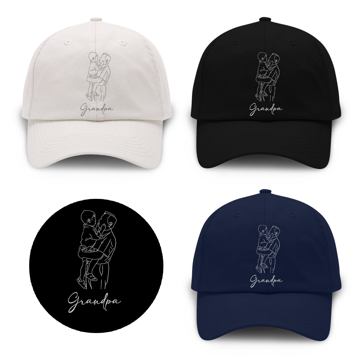 Custom Photo - Personalized Grandpa Embroidered Classic Cap