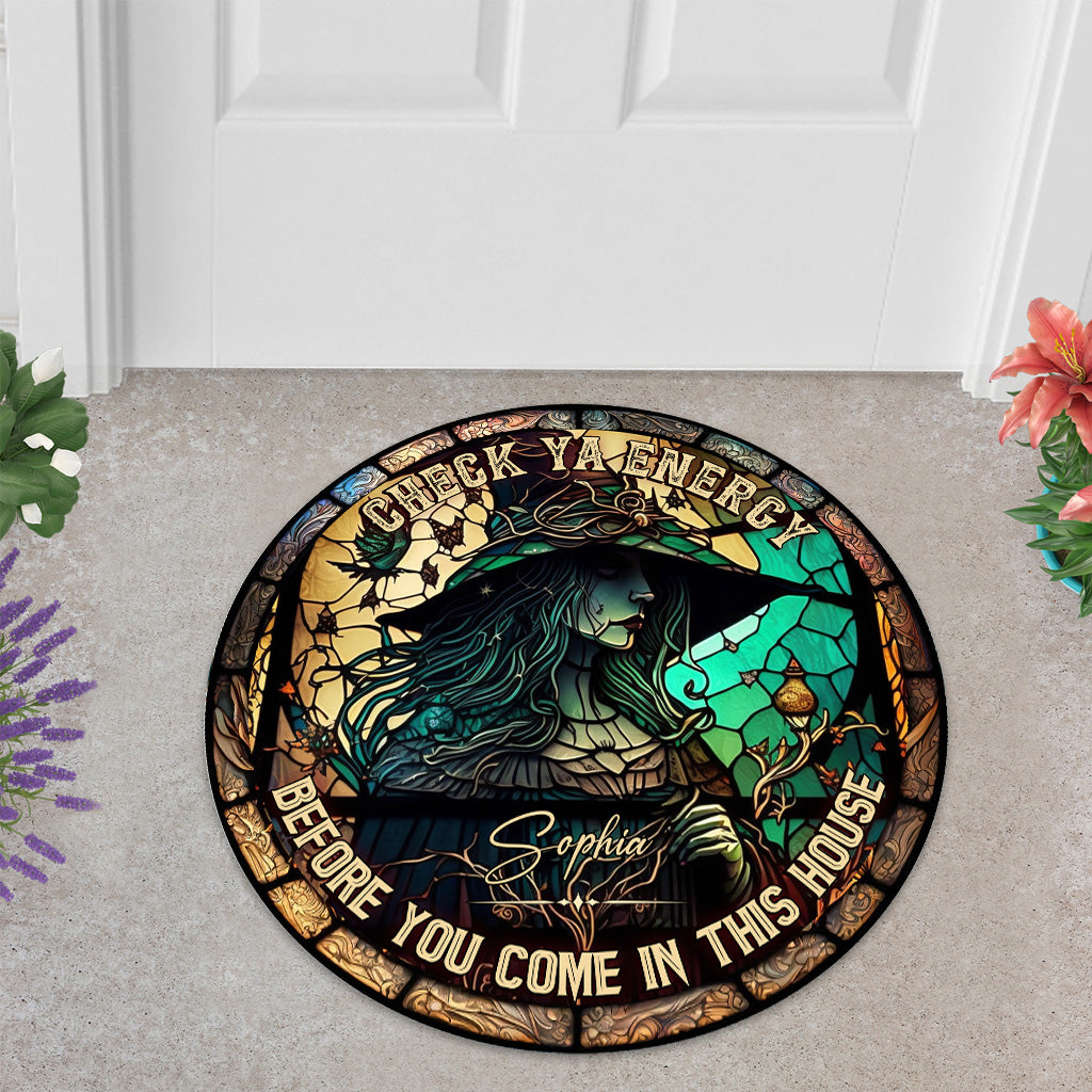 Check Ya Energy - Personalized Witch Shaped Doormat
