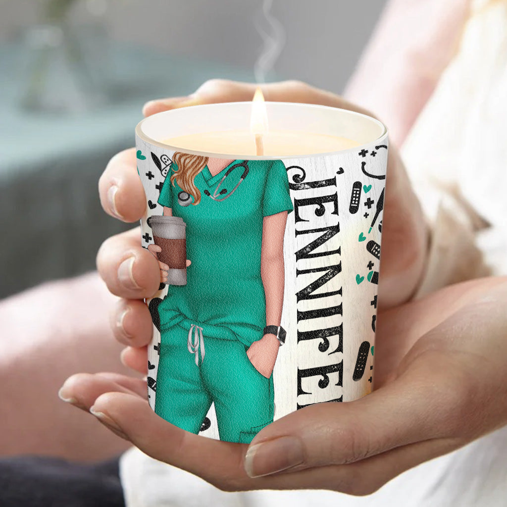 Smells Like You're A Whole Nurse - Personalized Nurse Candle With Wooden Lid
