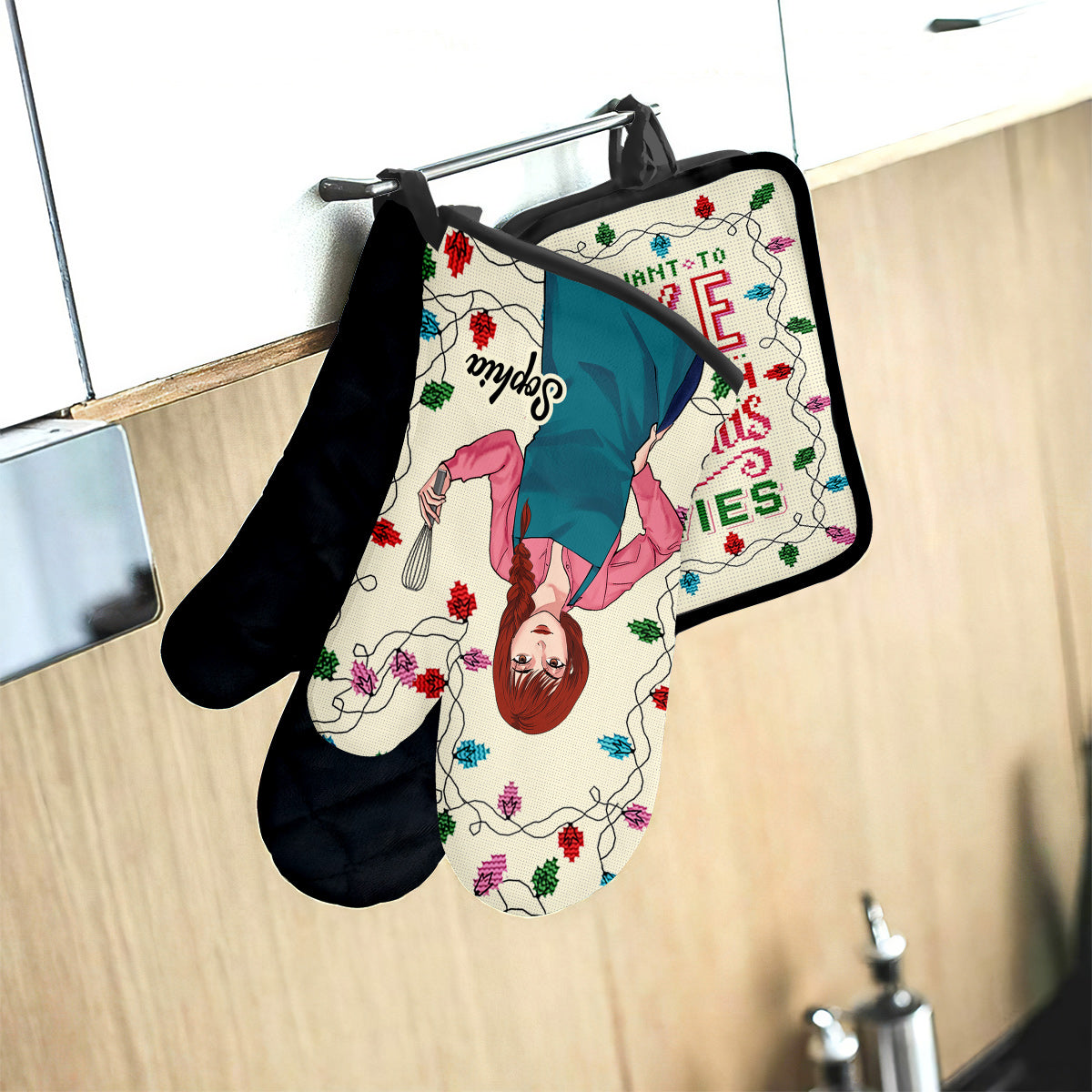 I Just Want To Bake And Watch Christmas Movies - Personalized Baking Oven Mitts & Pot Holder Set